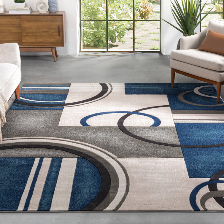 Well Woven Abstract Area Rug in Dark Blue & Reviews Wayfair
